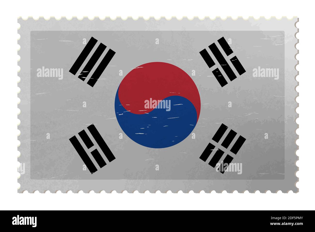 Drapeau de la Corée du Sud sur timbre-poste de merde, vecteur Illustration de Vecteur