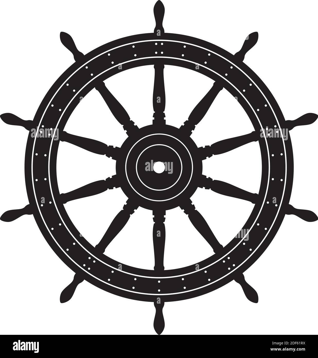 Illustration du vecteur isolé de la roue d'un ancien navire à voile Illustration de Vecteur