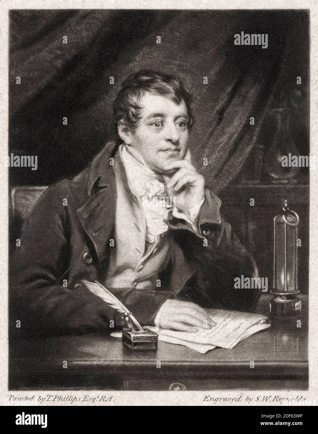 Sir Humphry Davy, 1er baronet (1778-1829), chimiste et inventeur cornish, portrait gravé par SW Reynolds après Thomas Phillips, après 1821 Banque D'Images