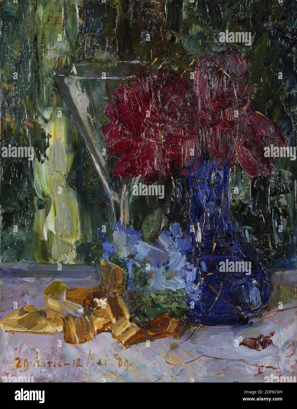 Peinture, Floris Verster, avril-mai 1909, Signature avant, en bas à gauche: Avril 29-mai 12 '09, en haut à gauche: F.E. [Dans un coeur], avant, en haut à droite: Floris Verster, panneau, peinture à l'huile, peint, support: 23.8 × 18.5 × 1.5cm (238 × 185 × 15mm), avec cadre: 37.5 32.6 × 2.2cm (375 × 326 × 22mm), STILL Life, rose, 1941, 1939 Banque D'Images