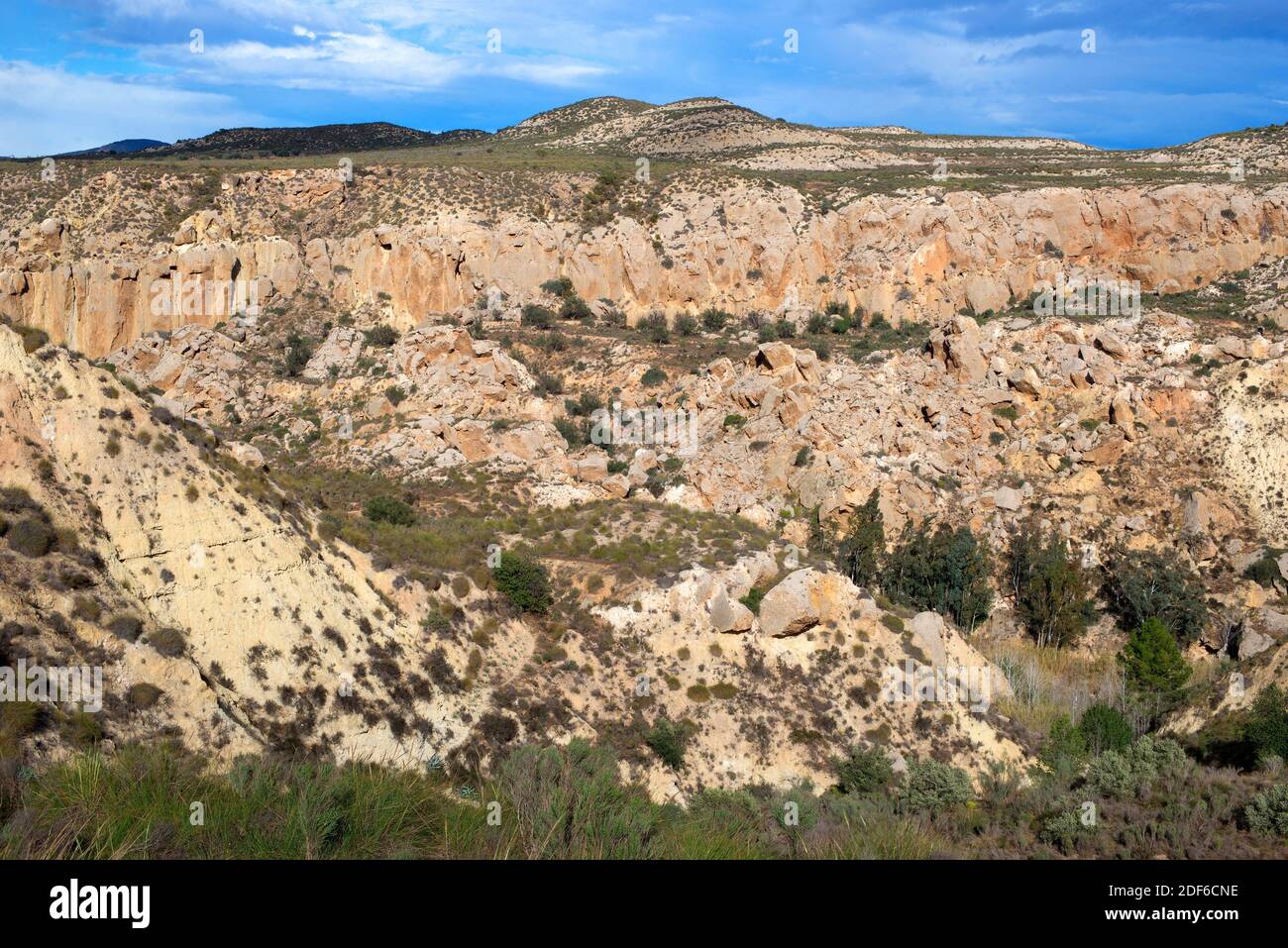 Karst de gypse dans le Parc naturel de Sorbas, Almeria, Andalousie, Espagne. Banque D'Images