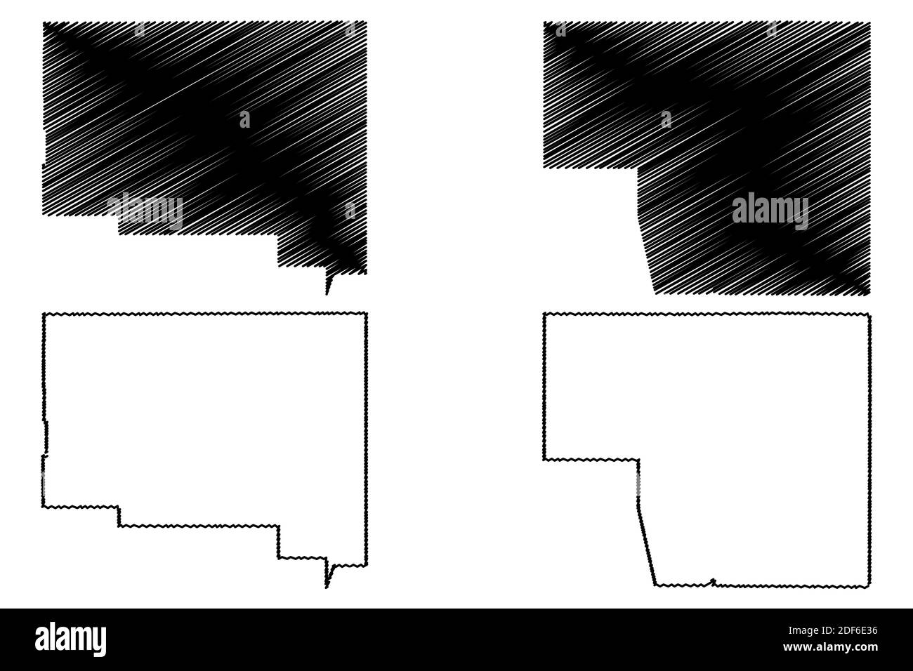 Humboldt et Elko County, Nevada (comté des États-Unis, États-Unis d'Amérique, États-Unis, États-Unis, États-Unis) carte illustration vectorielle, carte d'esquisse griffée Illustration de Vecteur