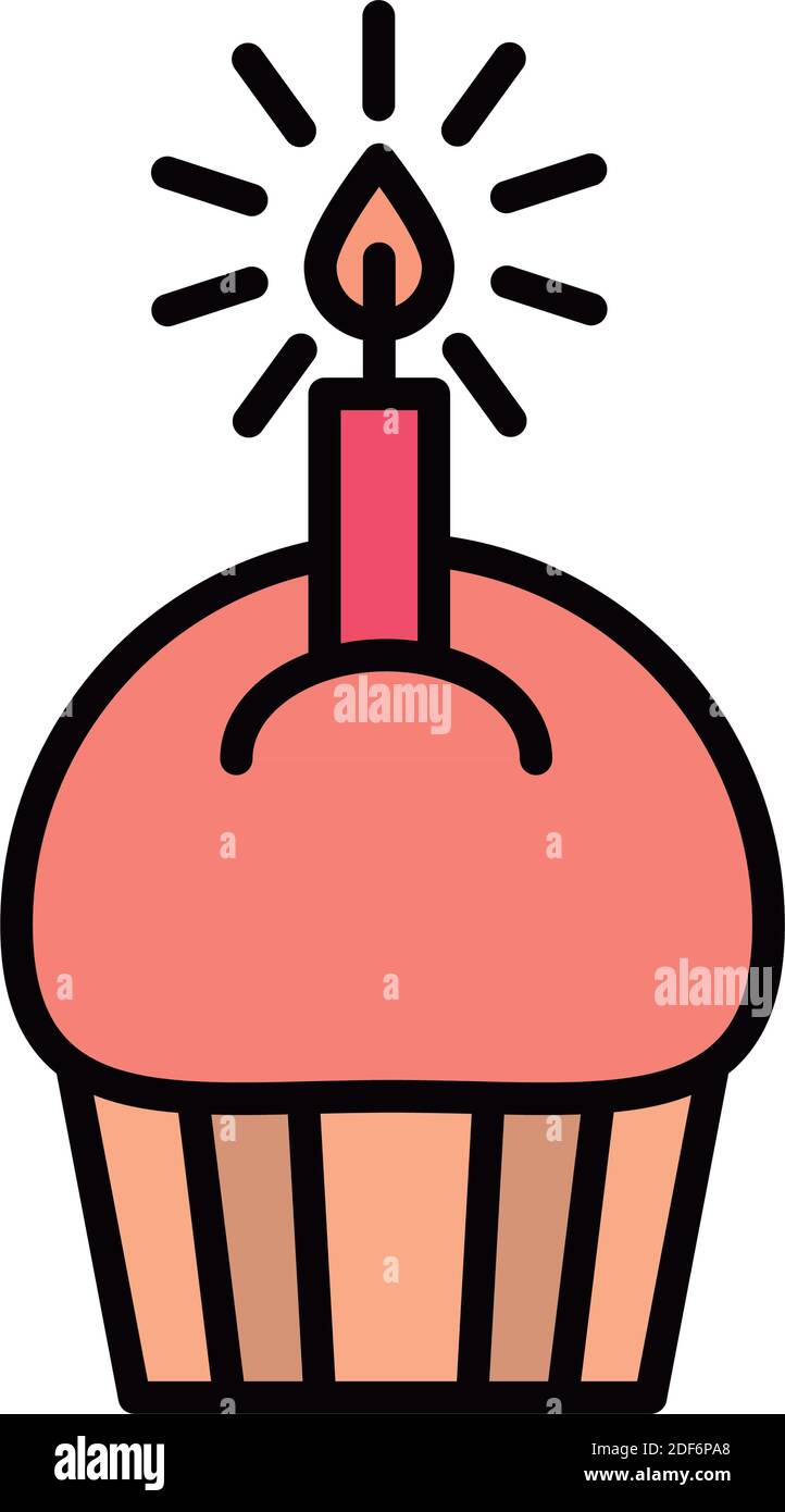 Joyeux Anniversaire Gateau Sucre Avec Fete De Bougie Dessin Vectoriel De Style Ligne Et Bourre Image Vectorielle Stock Alamy