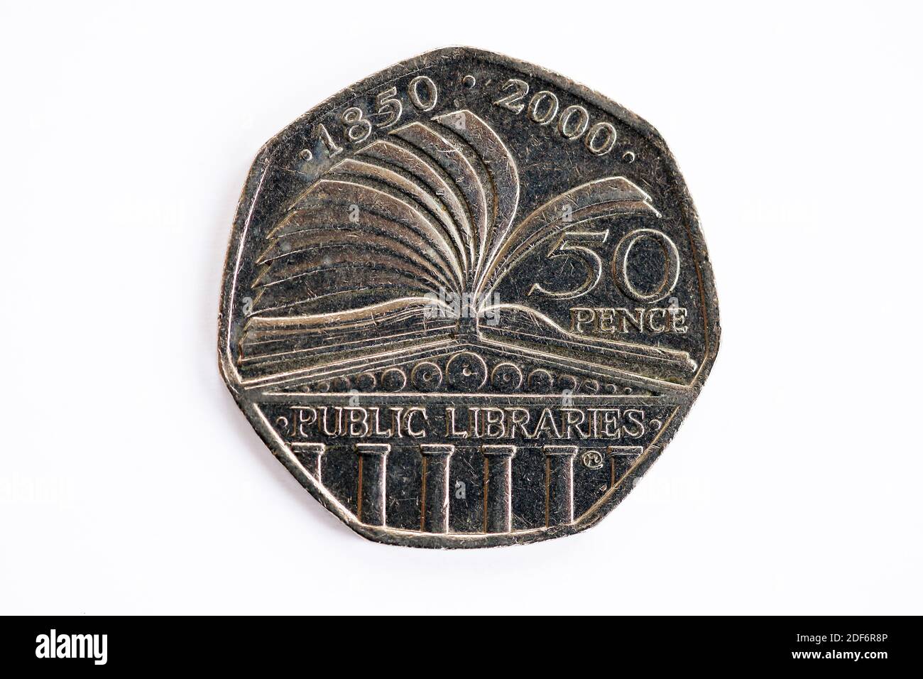 Bibliothèques publiques 50 pence coin Banque D'Images
