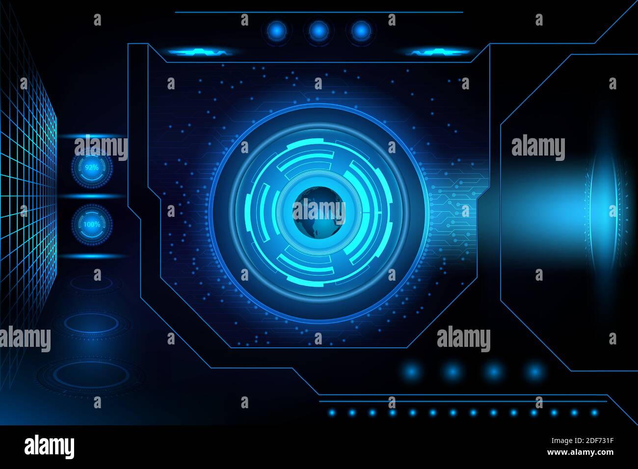 interface de fond abstraite technologie futuriste avec circuit électronique ligne et globe. illustration vectorielle Illustration de Vecteur