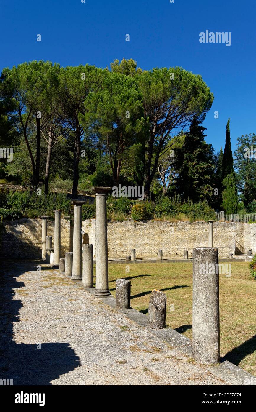 France, Vaucluse, Vaison la Romaine, parc archéologique, site de Puymin, Sanctuaire des Porticoes Banque D'Images