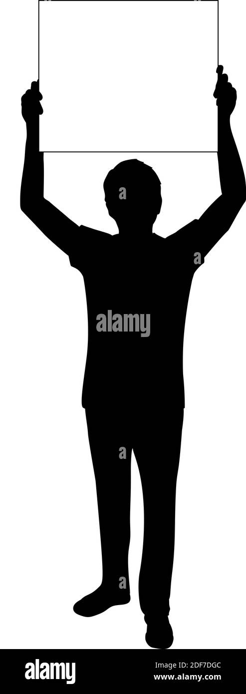 Silhouette pour homme tient une feuille blanche vierge pour l'espace de texte. Icône de symbole d'illustration Illustration de Vecteur