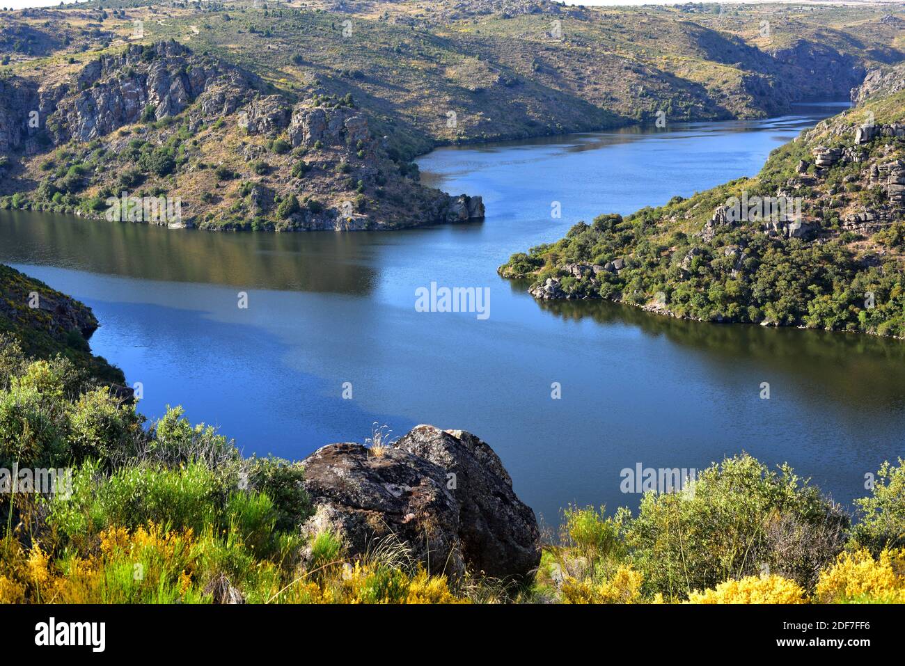 Les rivières Duero et Esla se confluent près d'Abelon, province de Zamora, Castilla y Leon, Espagne. Banque D'Images