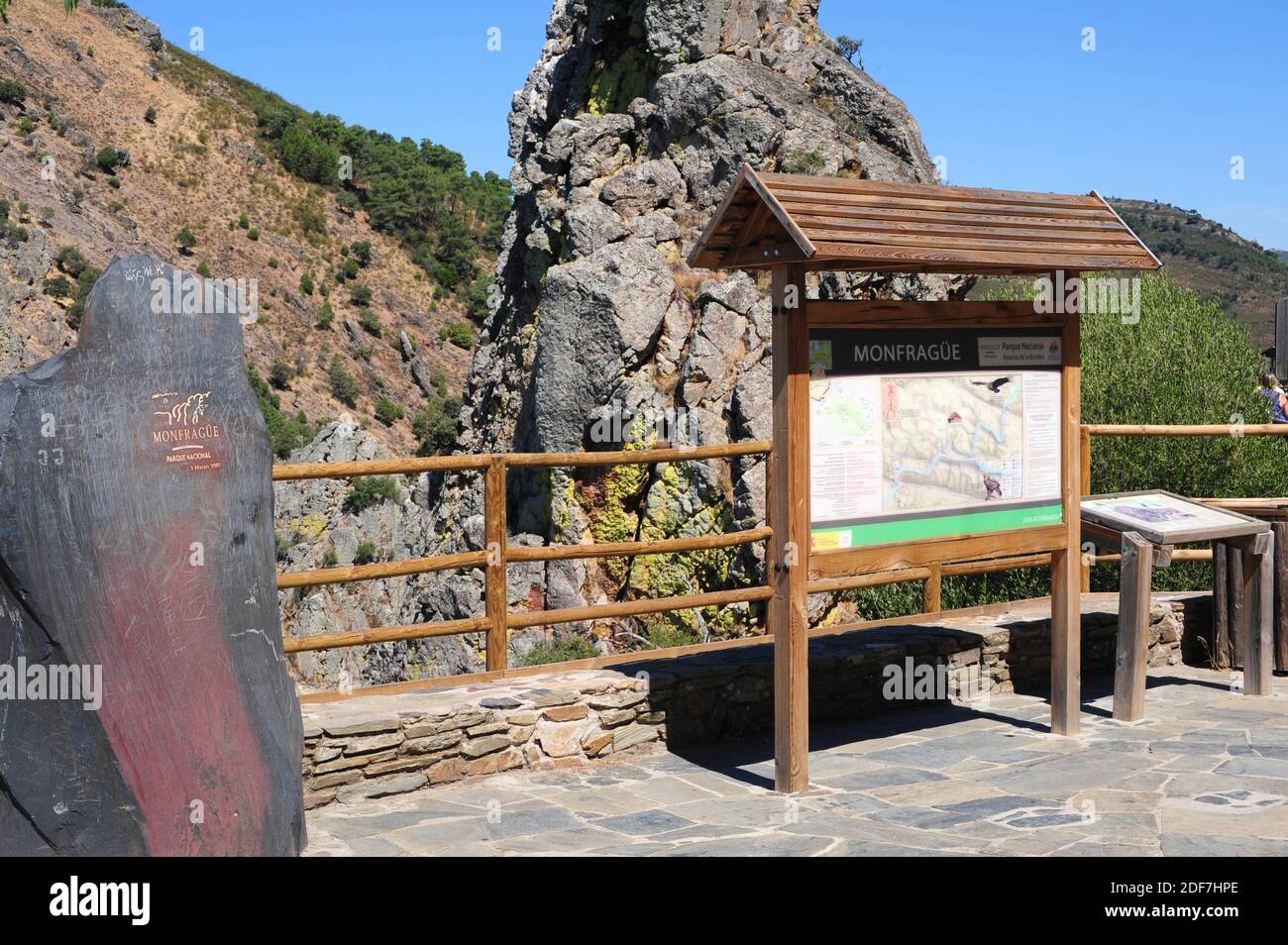 Parc national de Monfrague, point de vue de Salto del Gitano. Province de Caceres, Estrémadure, Espagne. Banque D'Images