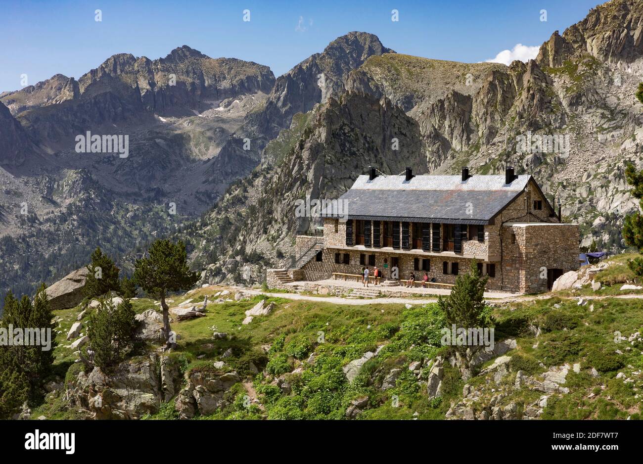 Espagne, Catalogne, province de Lerida, Espot, refuge de montagne d'Amitges, Parc National d'Aiguestortes Banque D'Images