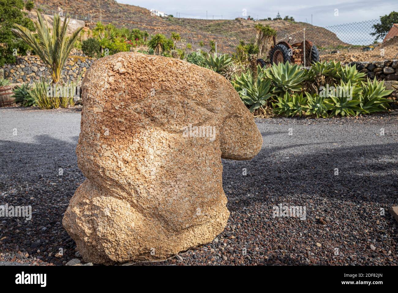 Sculpture en pierre à la Vera de la Hoya Casa Rural, Maison rurale, hébergement à San Miguel de Abona, Tenerife, Iles Canaries, Espagne Banque D'Images