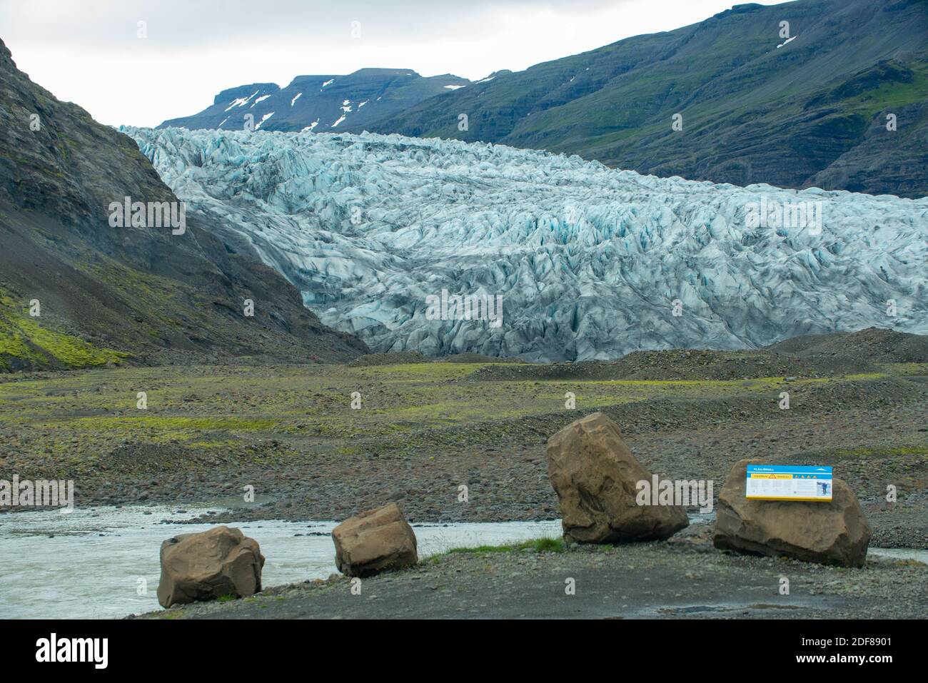 Vue sur le glacier de Flaajokull en Islande Banque D'Images