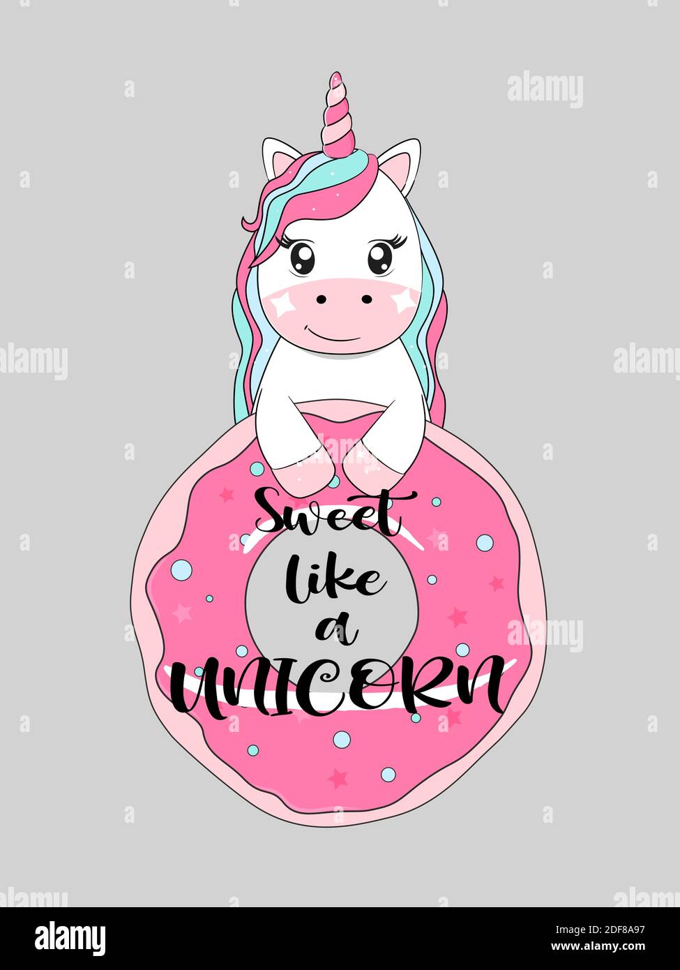 Doux comme une licorne. Carte avec anneau. Illustration vectorielle. Illustration de Vecteur