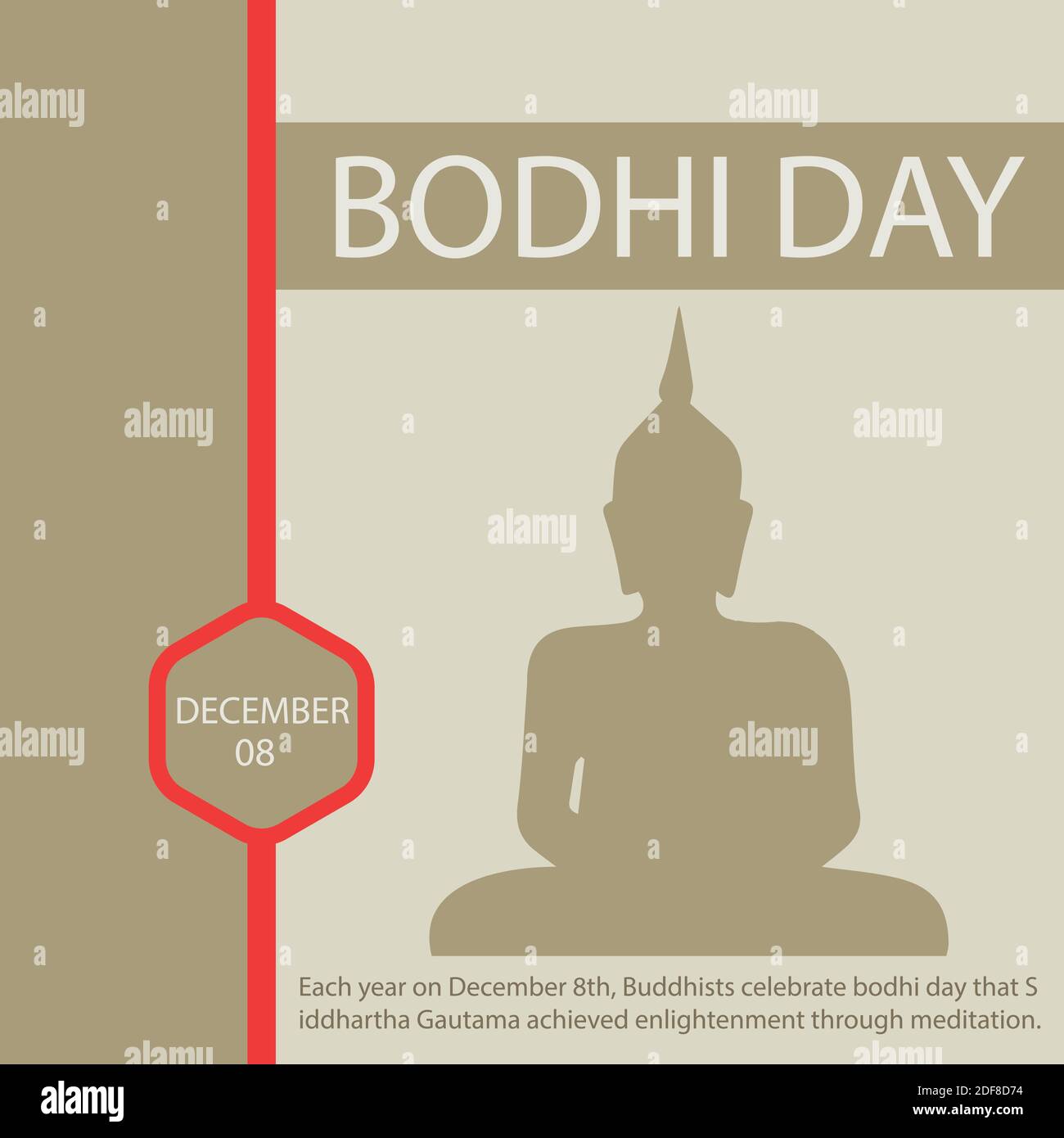 Chaque année, le 8 décembre, les bouddhistes célèbrent le jour de bodhi que Siddhartha Gautama a réalisé l'illumination par la méditation. Illustration de Vecteur