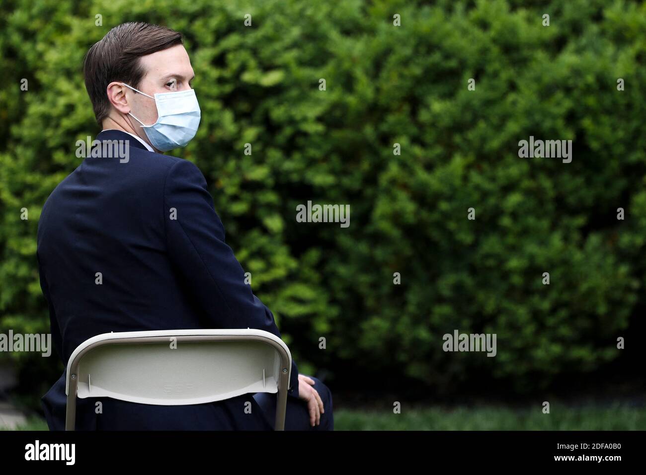 Jared Kushner, conseiller à la Maison Blanche, écoute le président Donald Trump en parlant du coronavirus lors d'un exposé de presse dans le jardin des roses de la Maison Blanche le 11 mai 2020 à Washington, DC.photo d'Oliver Contreras/Pool/ABACAPRESS.COM Banque D'Images