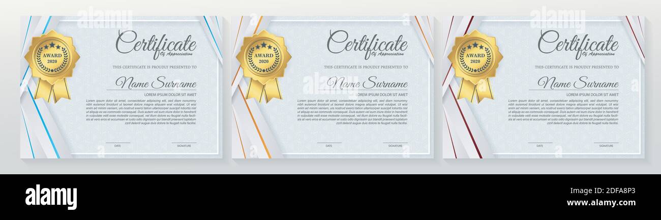 Certificat de membre meilleur diplôme de récompense ensemble. Illustration de Vecteur