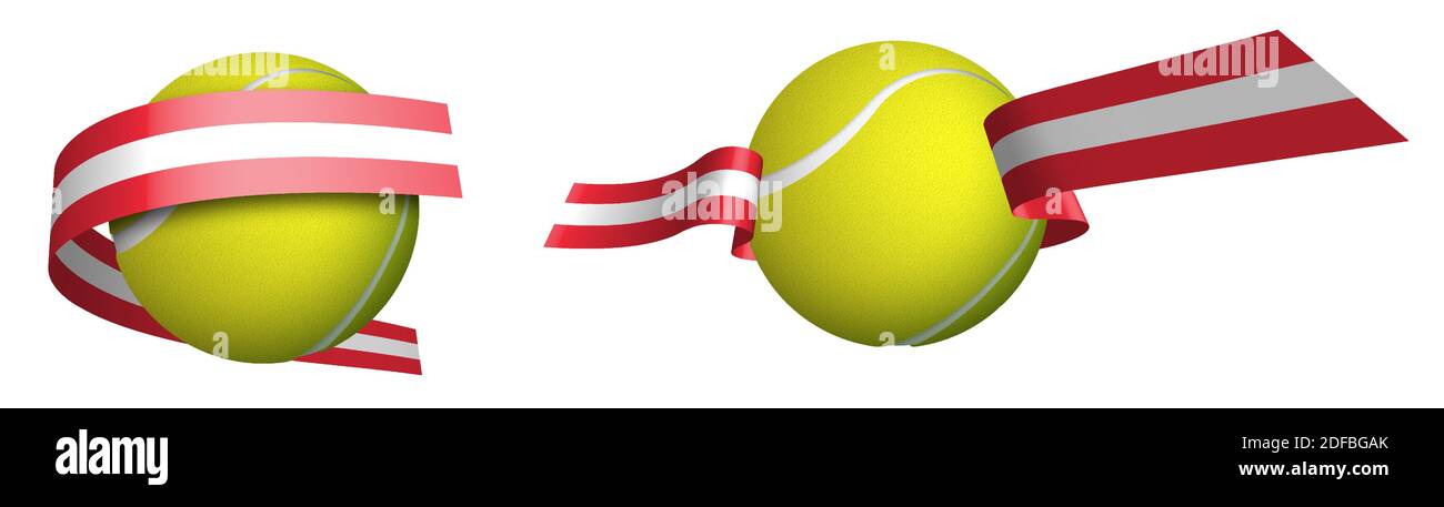 Ballon de tennis de sport en rubans avec couleurs drapeau autrichien. Évaluation des athlètes au tennis. Vecteur isolé sur fond blanc Illustration de Vecteur