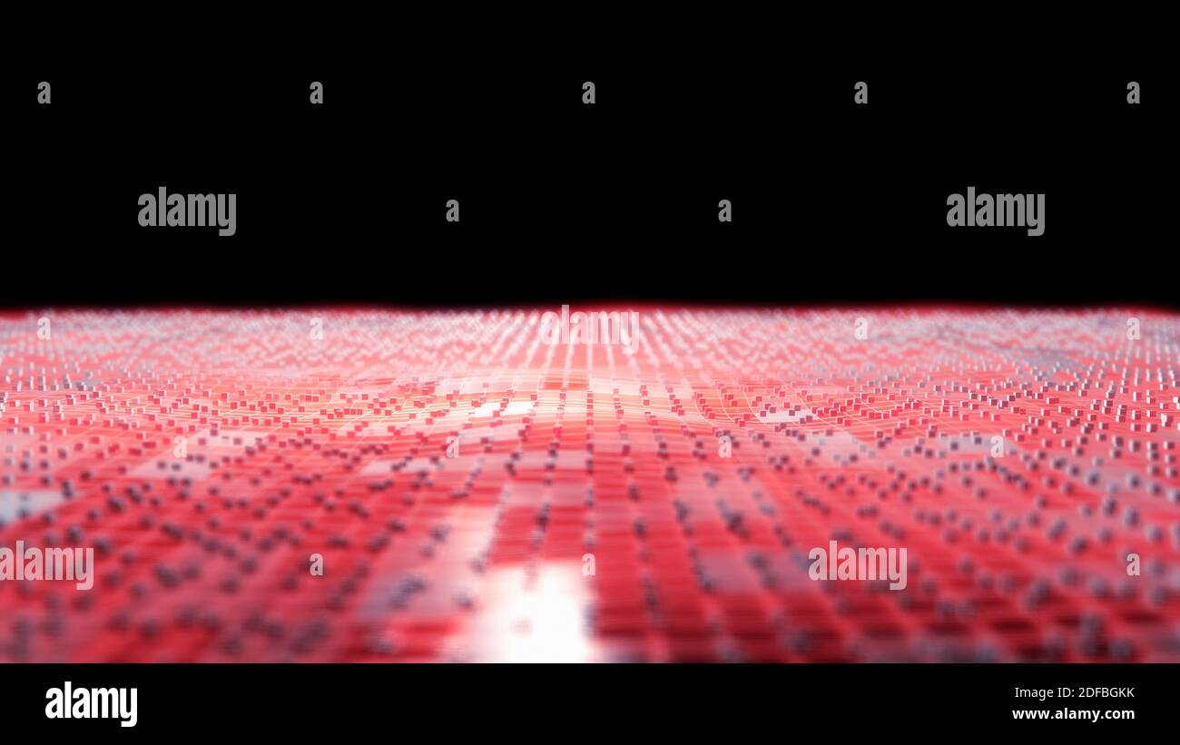 Motifs abstraits d'onde, paysage avec effets d'onde et motifs de points colorés , Paysage numérique , formations d'ondes numériques, rendu 3D Banque D'Images