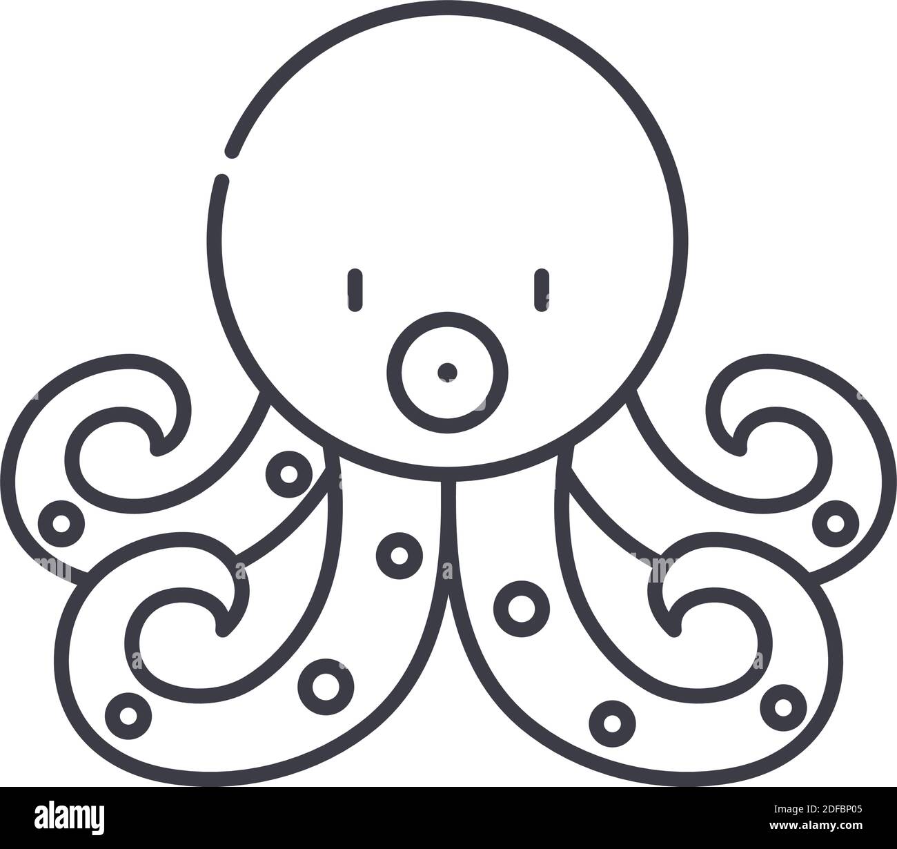 Icône octopus, illustration isolée linéaire, vecteur ligne mince, signe de conception Web, symbole de concept de contour avec contour modifiable sur fond blanc. Illustration de Vecteur