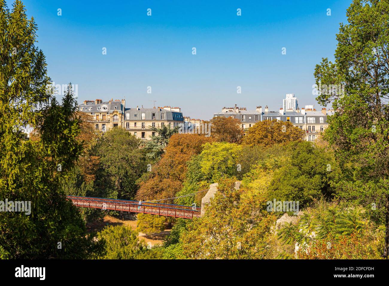 France, Paris, Parc des Buttes de Chaumont Banque D'Images