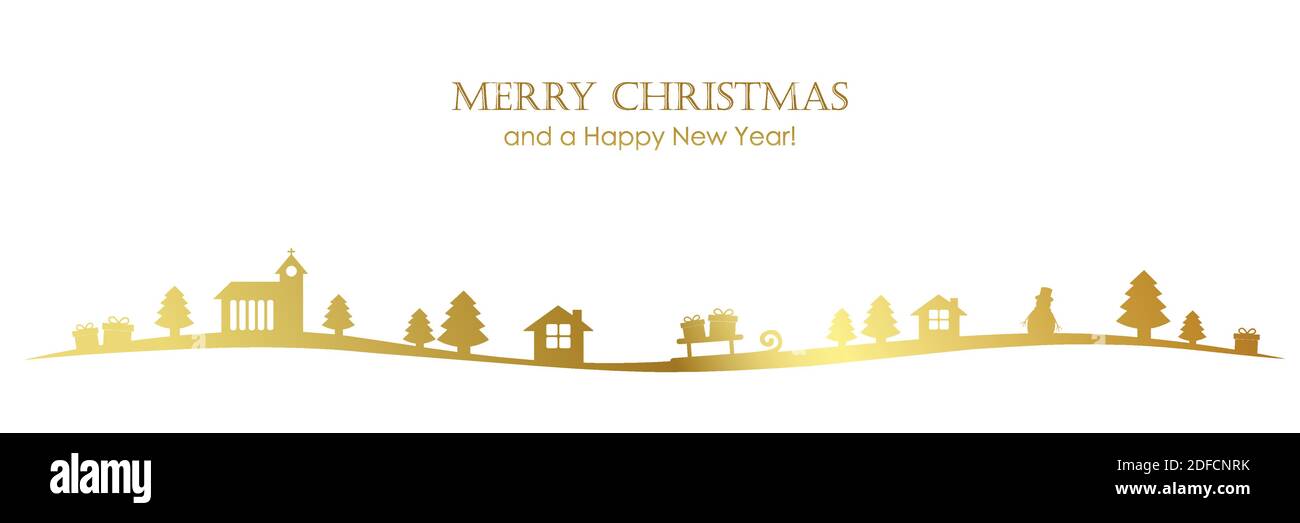 cadre paysage de noël doré sur fond blanc carte de voeux vecteur Illustration EPS10 Illustration de Vecteur