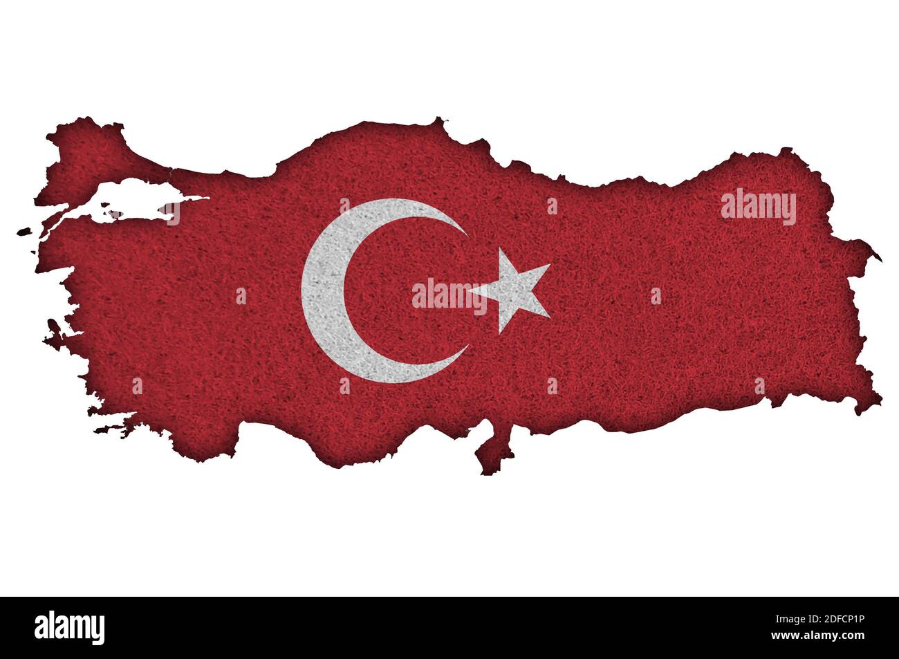 Carte et drapeau de la Turquie sur le feutre Banque D'Images