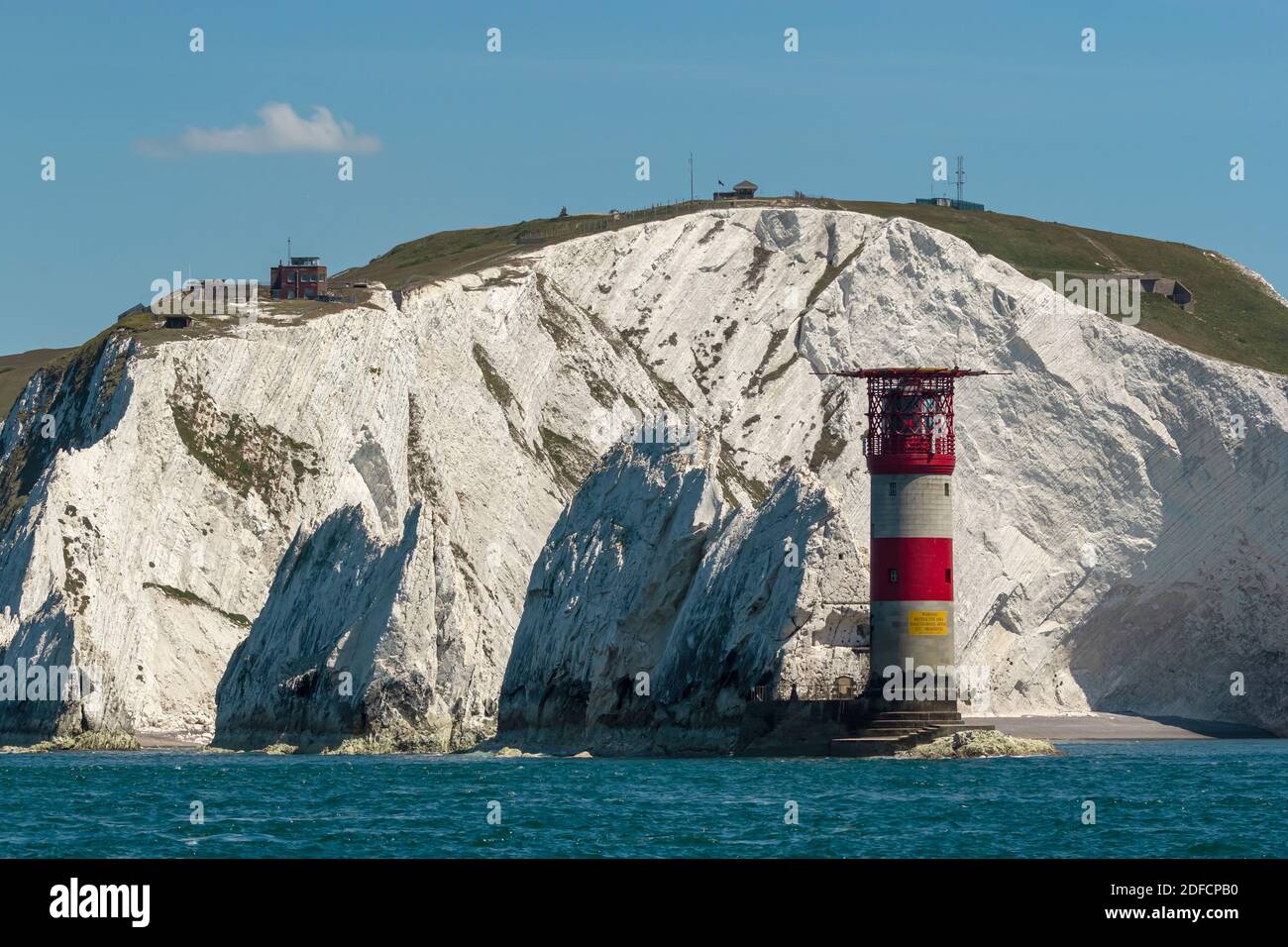 Phare de Needles par l'île de Wight Banque D'Images