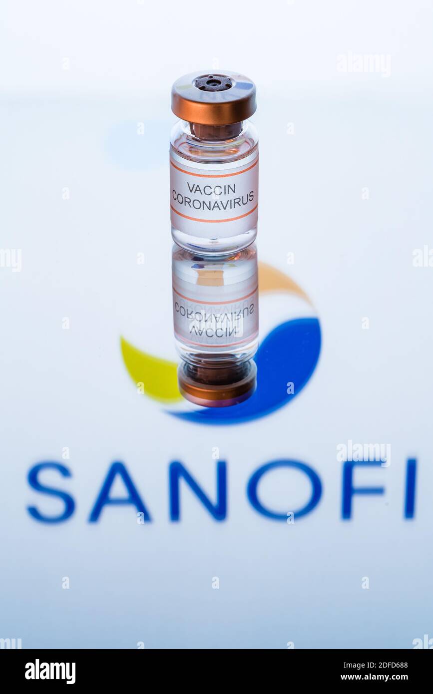 Illustration du vaccin contre Covid 19 annoncée par le laboratoire Sanofi le 16 novembre 2020 . Banque D'Images