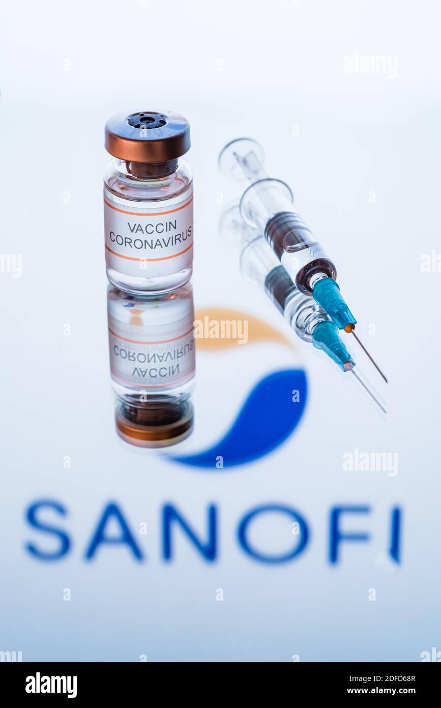 Illustration du vaccin contre Covid 19 annoncée par le laboratoire Sanofi le 16 novembre 2020 . Banque D'Images