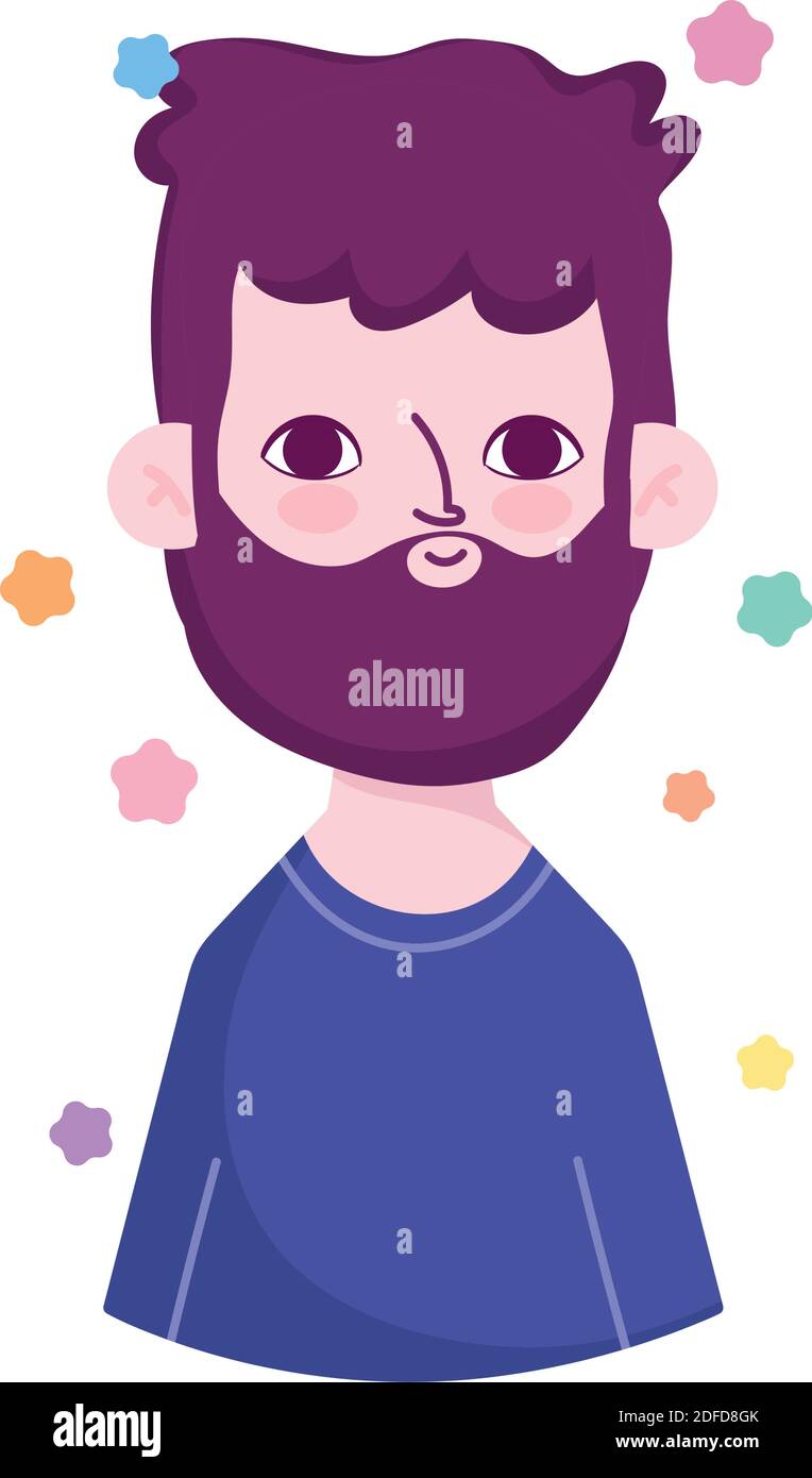 avatar jeune homme barbu dans une illustration vectorielle de dessin ...