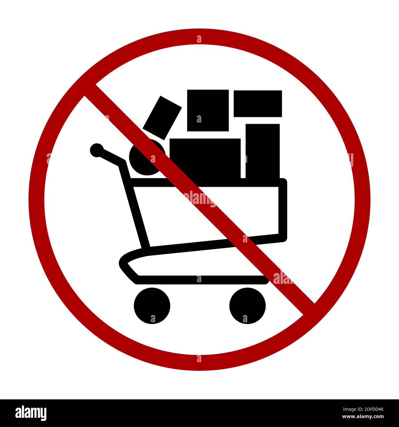 Panneau d'achat sans panique avec une icône de chariot ou de chariot plein. Image vectorielle. Illustration de Vecteur