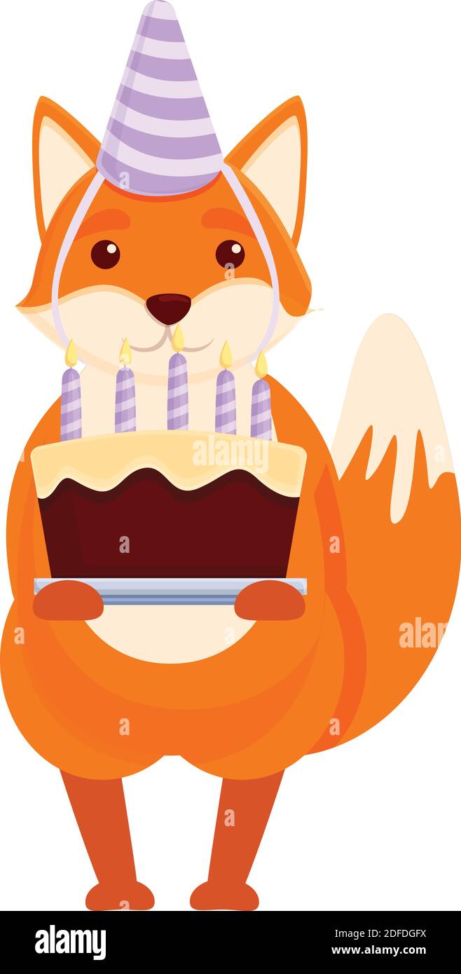 Icône de gâteau d'anniversaire Fox. Dessin animé du renard anniversaire gâteau icône vectorielle pour la conception de sites Web isolé sur fond blanc Illustration de Vecteur