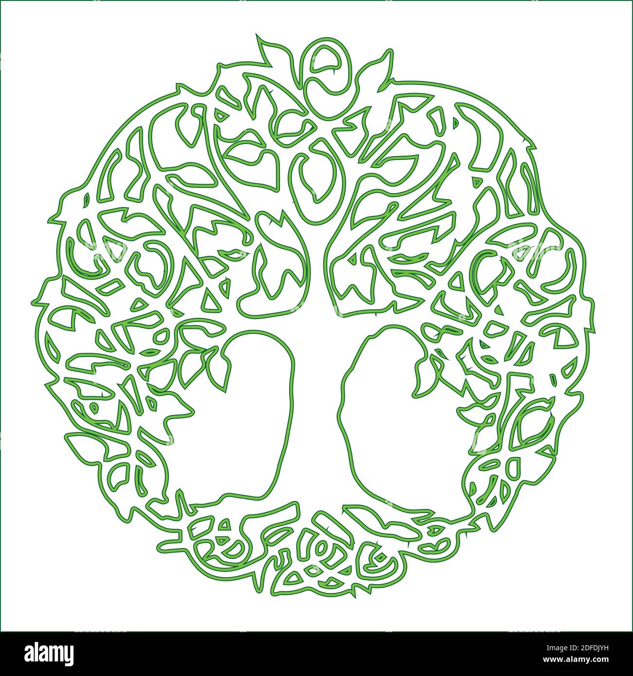 Le stencil vectoriel de l'arbre de vie, reliant le ciel et le tatouage ou l'autocollant underworld utilise modifiable. Illustration de Vecteur