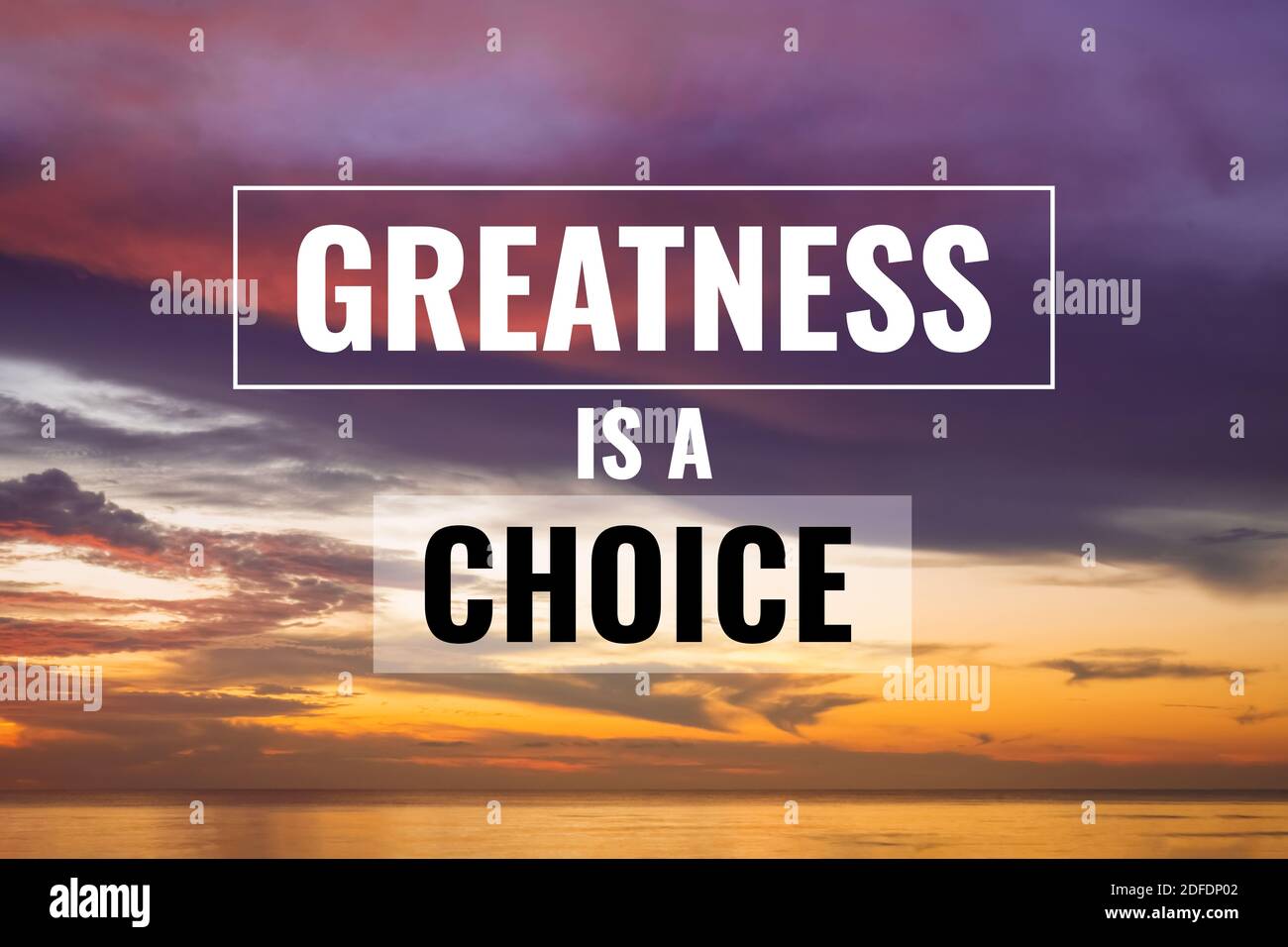Citation Inspirante Et Motivationnelle Grandeur Si Un Choix Arriere Plan Du Coucher Du Soleil Photo Stock Alamy