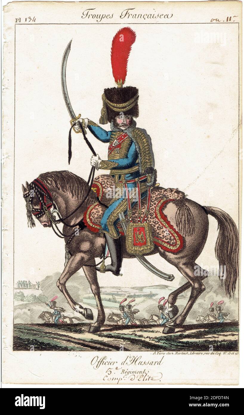 officiel du 5e hussards 1er Empire, cavalerie légère française sous Premier Empire Banque D'Images