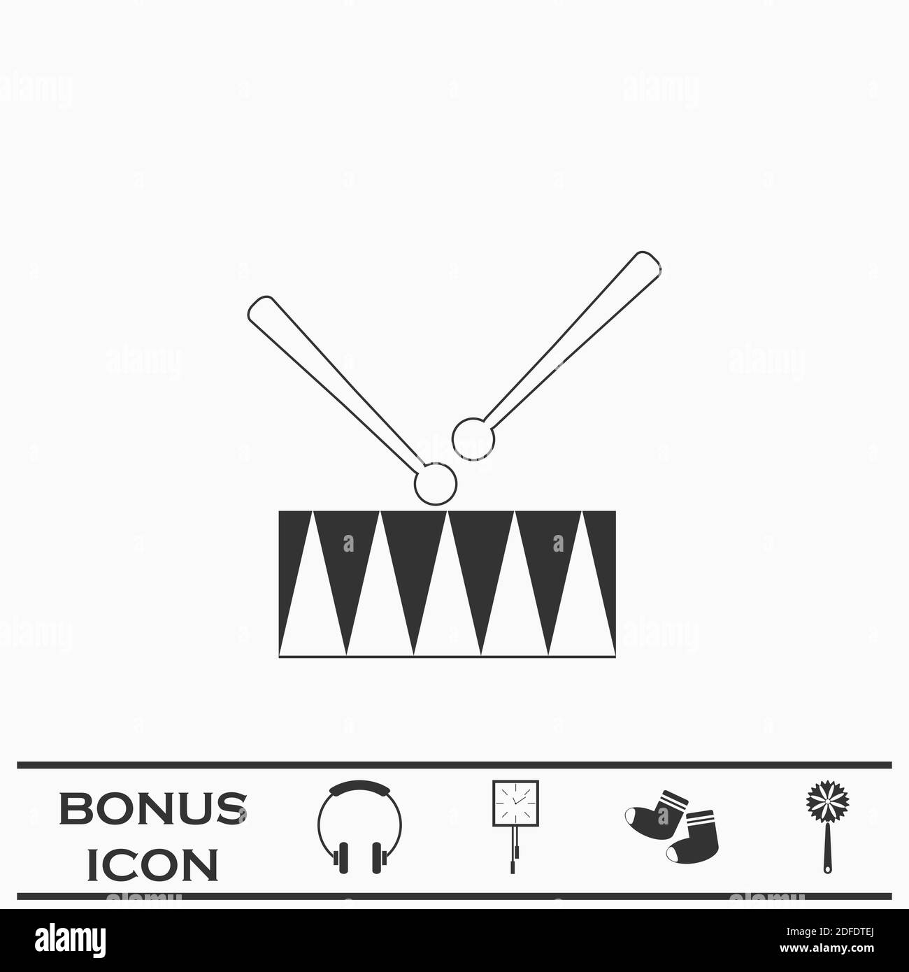 Icône de tambour plate. Pictogramme noir sur fond blanc. Symbole d'illustration vectorielle et bouton bonus Illustration de Vecteur
