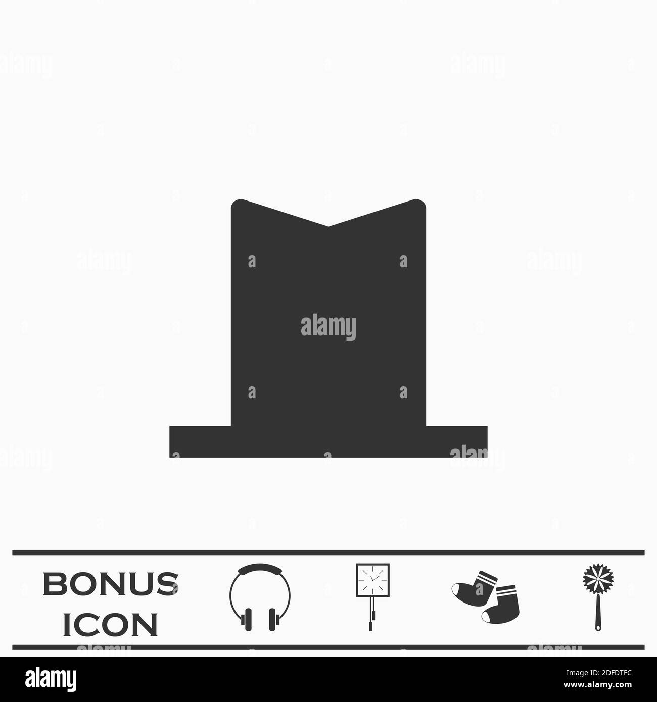 Top Hat Icon Flat. Pictogramme noir sur fond blanc. Symbole d'illustration vectorielle et bouton bonus Illustration de Vecteur