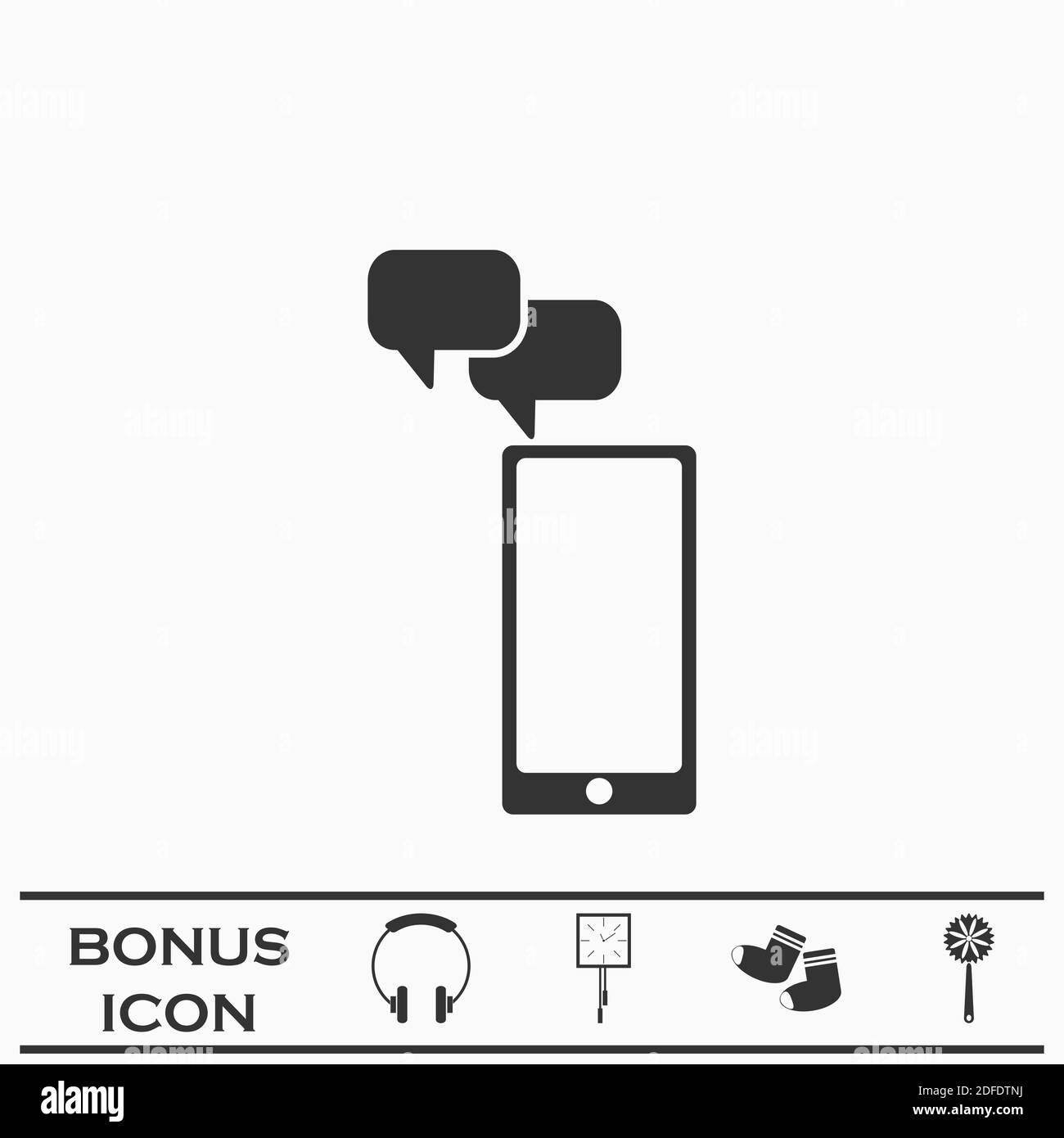 Icône message smartphone plate. Pictogramme noir sur fond blanc. Symbole d'illustration vectorielle et bouton bonus Illustration de Vecteur