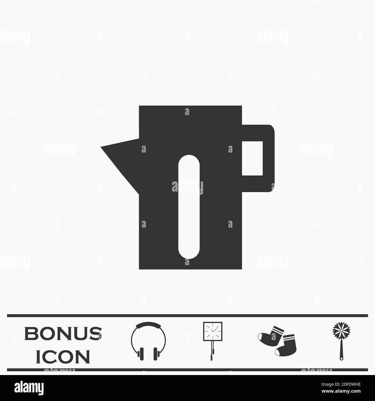 Bouilloire à thé Icon plate. Pictogramme noir sur fond blanc. Symbole d'illustration vectorielle et bouton bonus Illustration de Vecteur