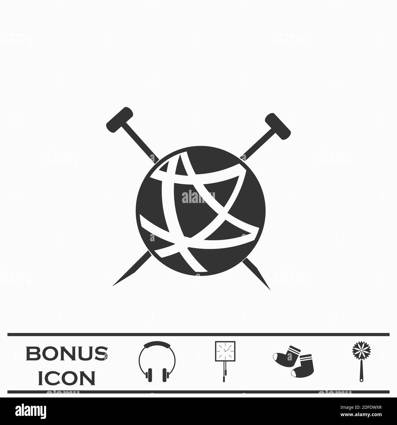 Tailleur de fil de ravel pour tricoter l'icône plate. Pictogramme noir sur fond blanc. Symbole d'illustration vectorielle et bouton bonus Illustration de Vecteur