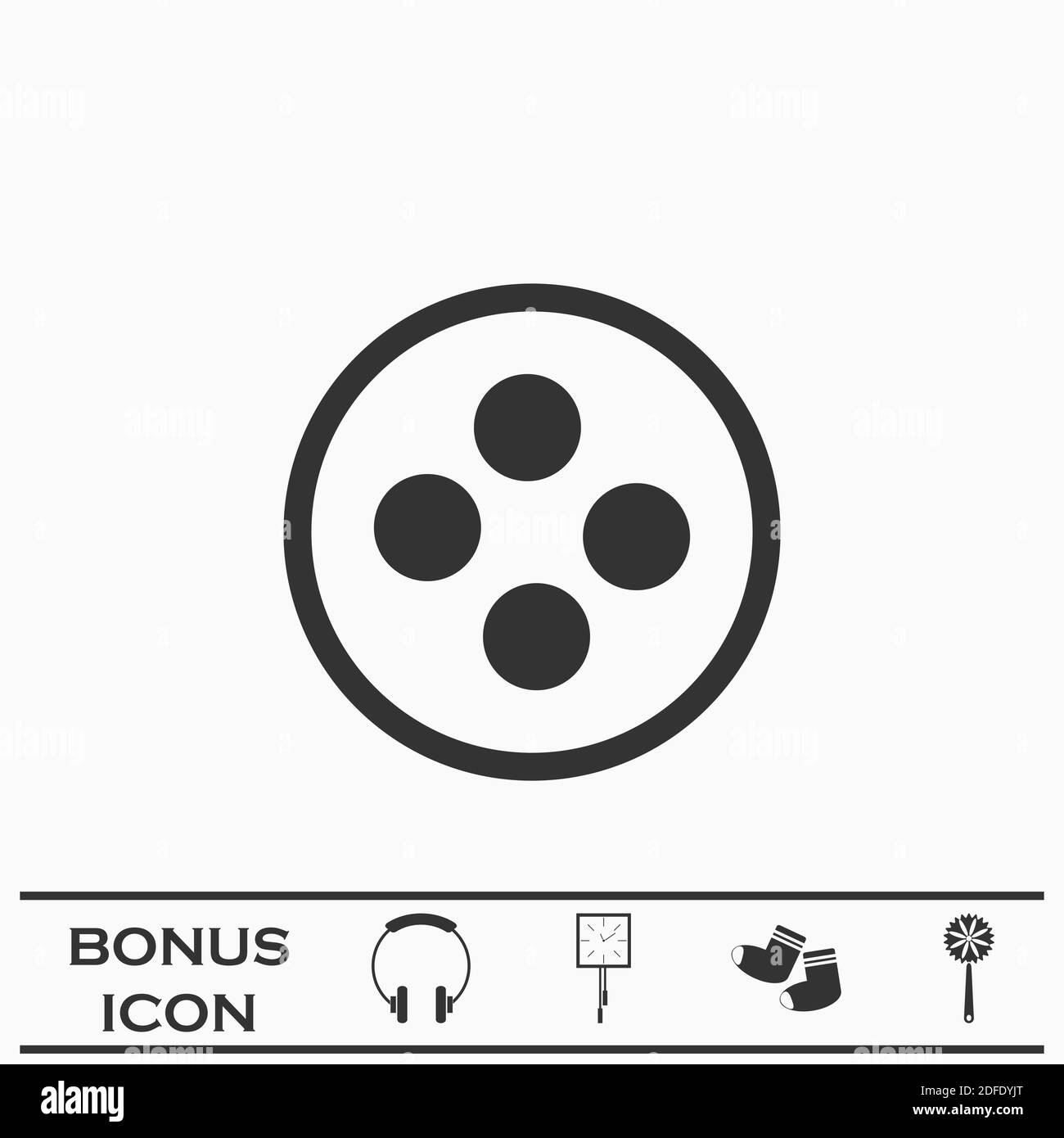 Vêtements boutons élément de couture icône plat. Pictogramme noir sur fond blanc. Symbole d'illustration vectorielle et bouton bonus Illustration de Vecteur