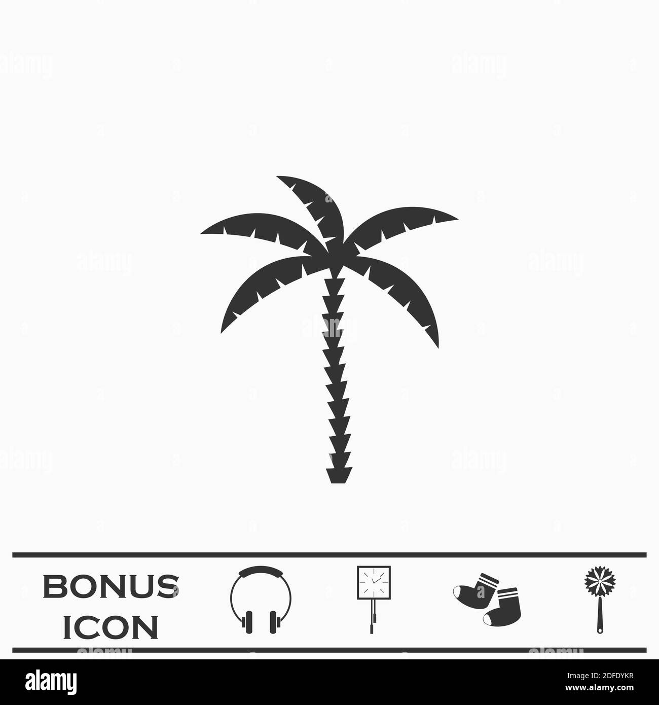 Arbre de noix de coco icône plate. Pictogramme noir sur fond blanc. Symbole d'illustration vectorielle et bouton bonus Illustration de Vecteur