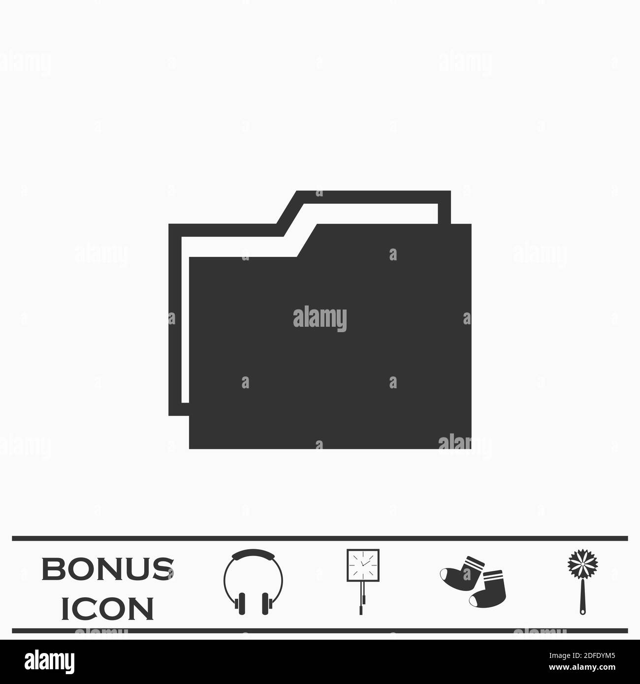 Icône de dossier plate. Pictogramme noir sur fond blanc. Symbole d'illustration vectorielle et bouton bonus Illustration de Vecteur