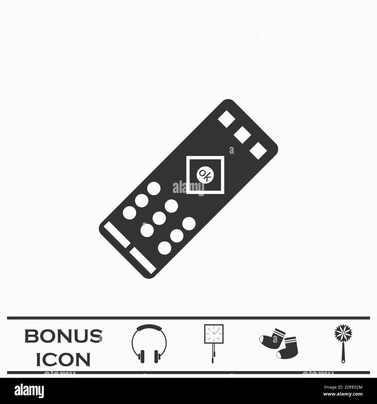 Icône de la télécommande du téléviseur. Pictogramme noir sur fond blanc. Symbole d'illustration vectorielle et bouton bonus Illustration de Vecteur