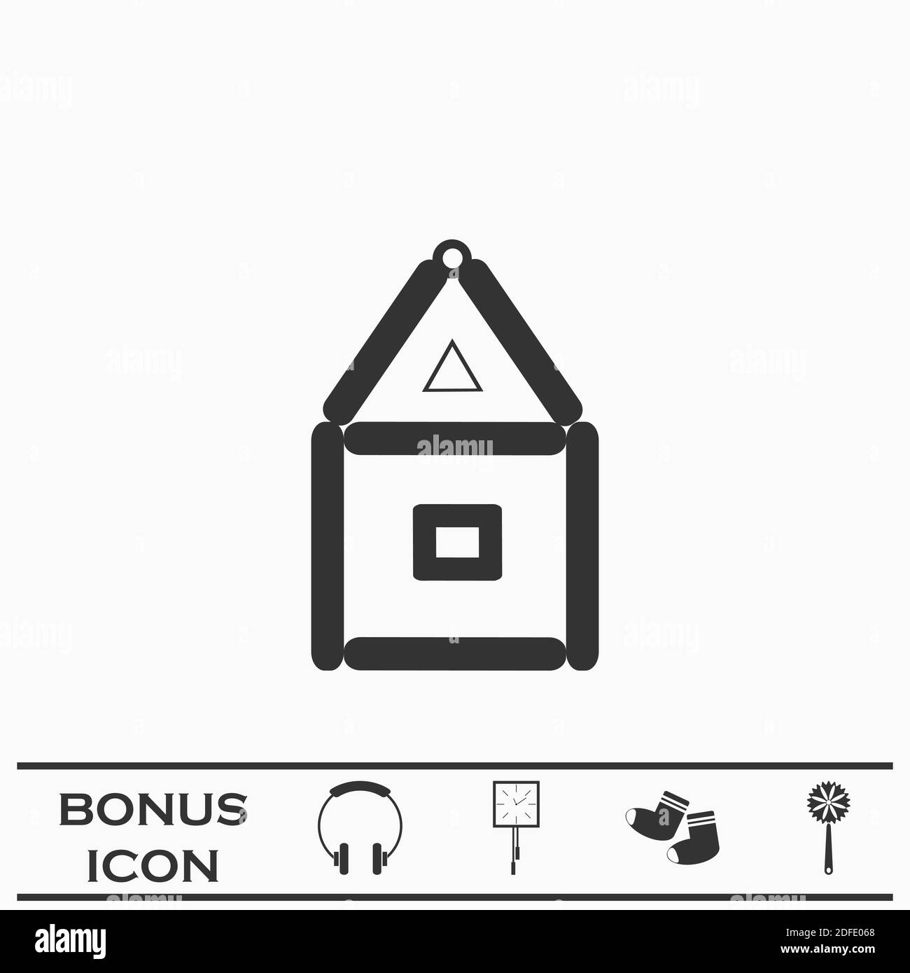 Maison de cartes en papier icône plate. Pictogramme noir sur fond blanc. Symbole d'illustration vectorielle et bouton bonus Illustration de Vecteur