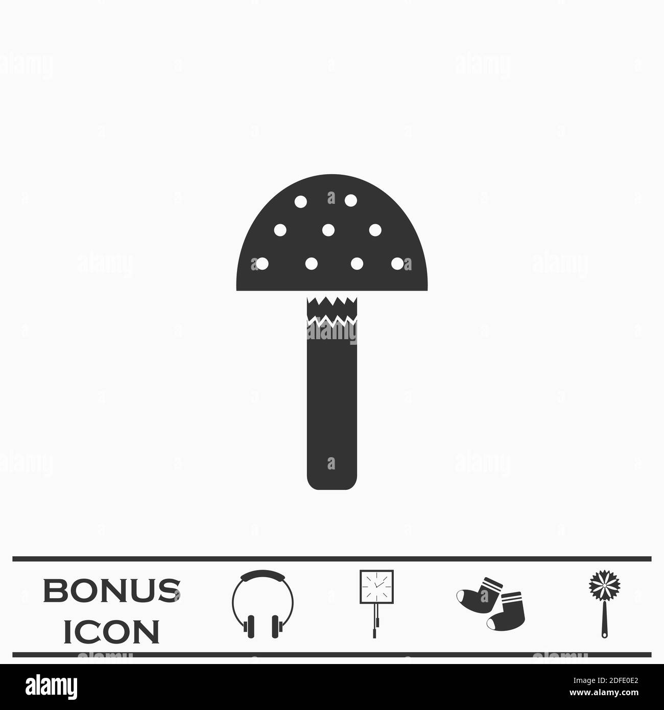 Amanita icône plate. Pictogramme noir sur fond blanc. Symbole d'illustration vectorielle et bouton bonus Illustration de Vecteur