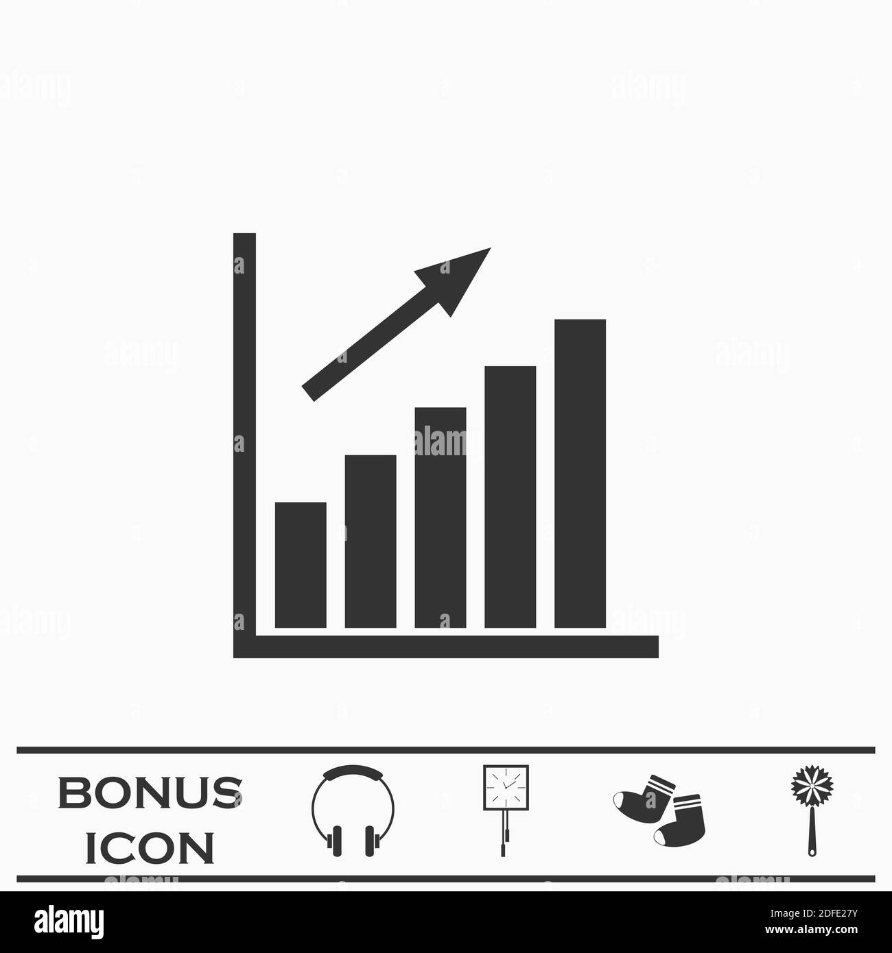 Diagramme de graphique à plat. Pictogramme noir sur fond blanc. Symbole d'illustration vectorielle et bouton bonus Illustration de Vecteur