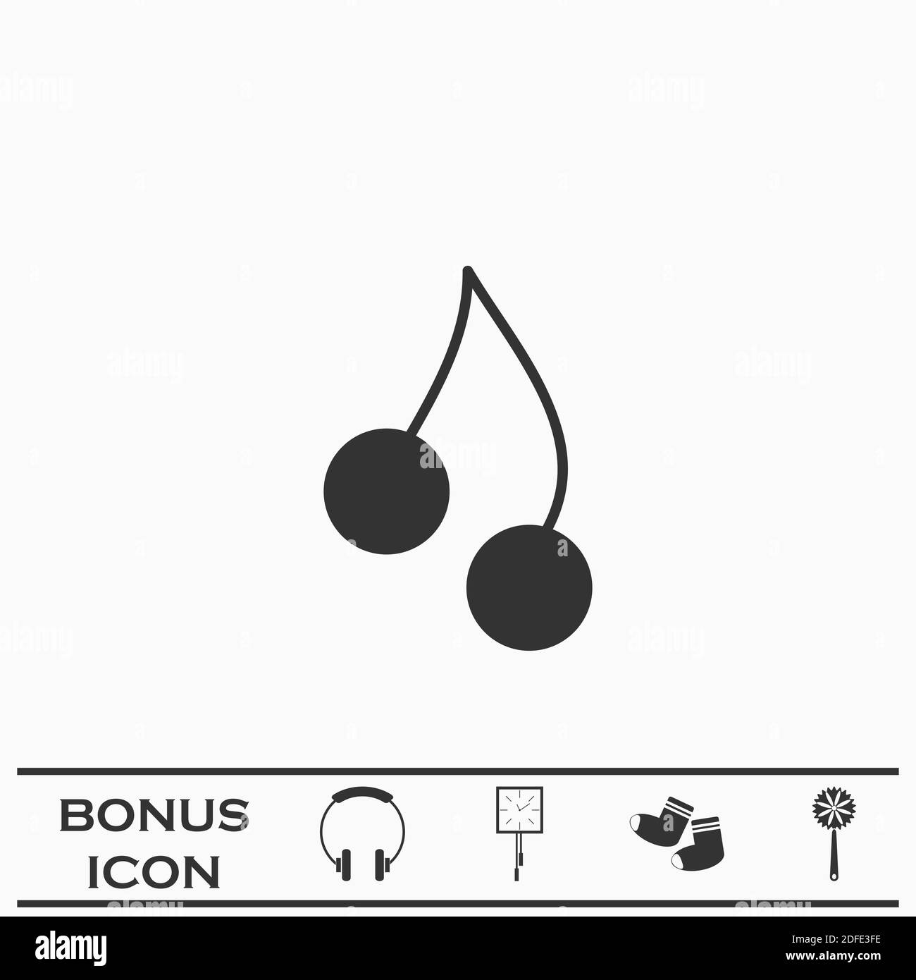 Cherry lits jumeaux Icon Flat. Pictogramme noir sur fond blanc. Symbole d'illustration vectorielle et bouton bonus Illustration de Vecteur