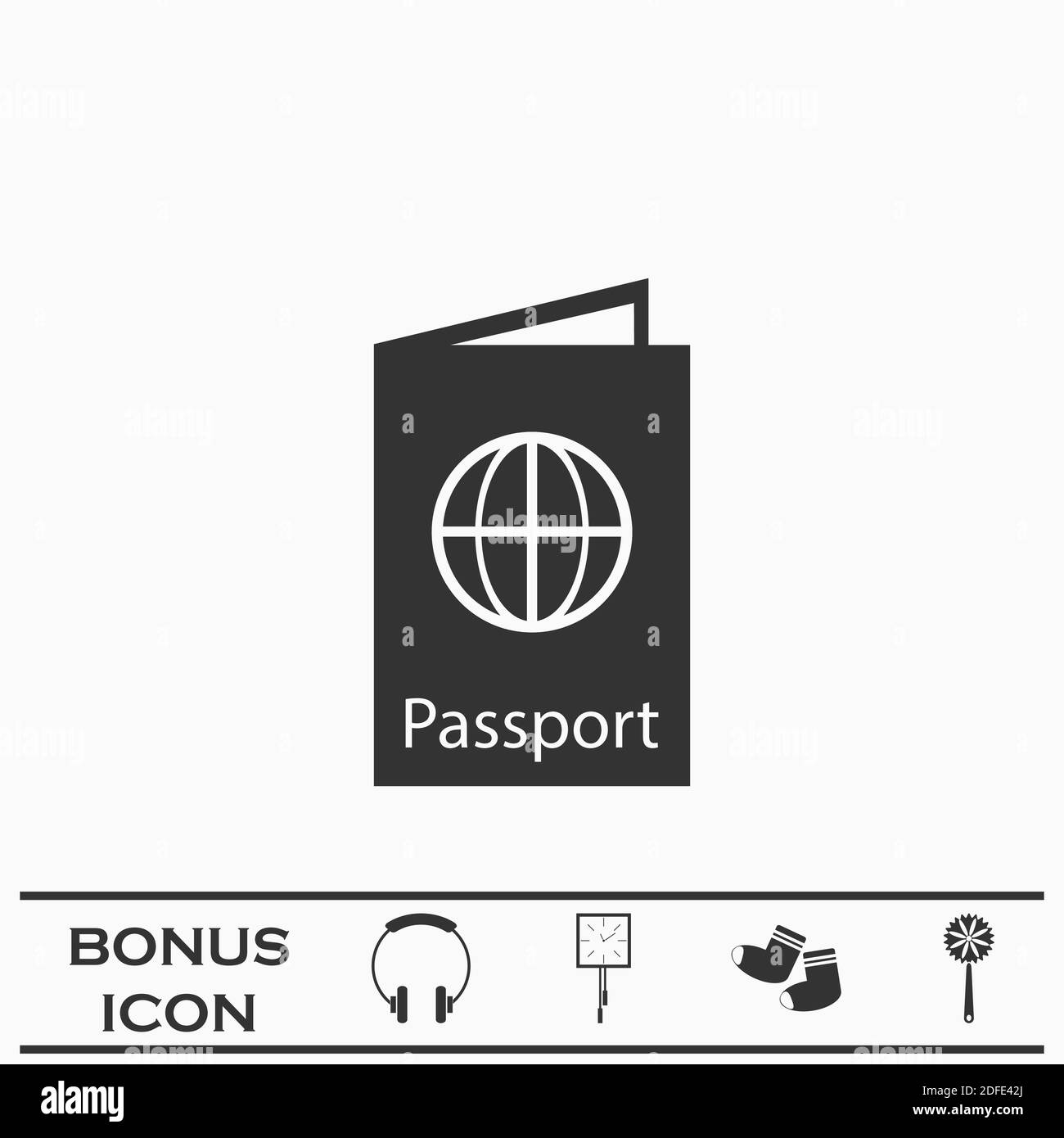 Icône de passeport plate. Pictogramme noir sur fond blanc. Symbole d'illustration vectorielle et bouton bonus Illustration de Vecteur