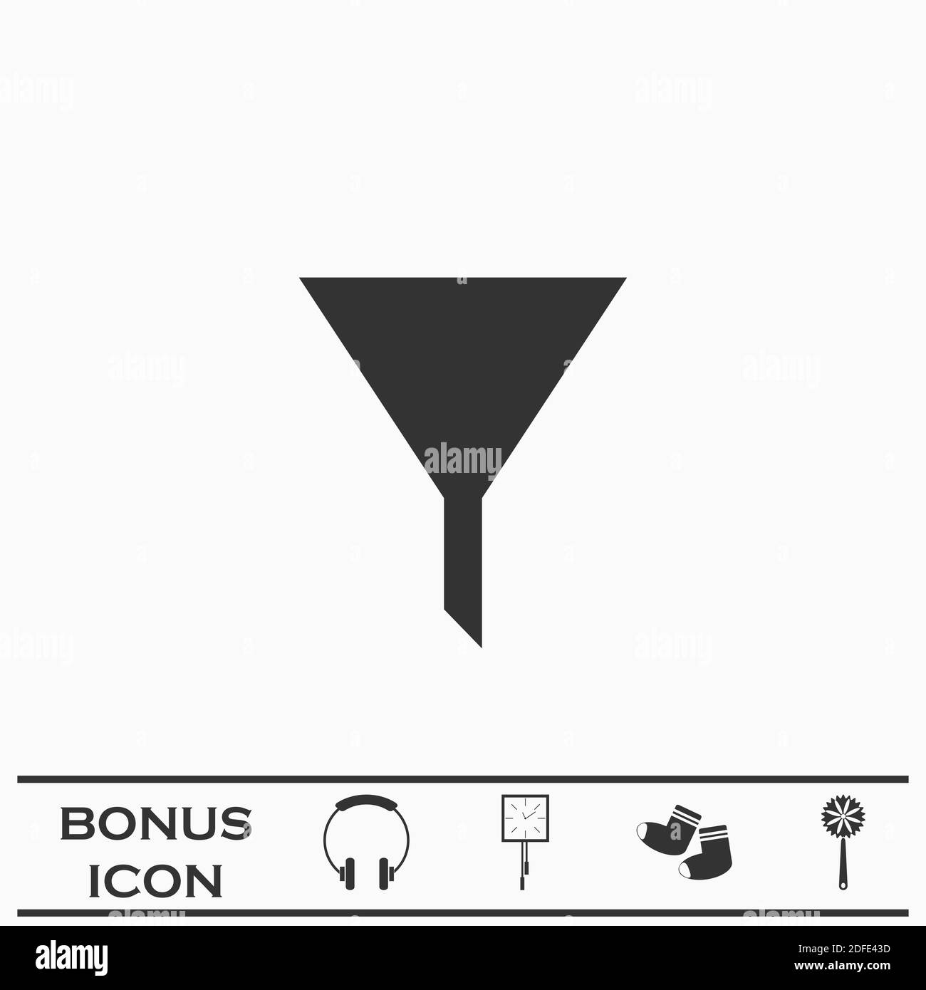 Icône du filtre de l'entonnoir plate. Pictogramme noir sur fond blanc. Symbole d'illustration vectorielle et bouton bonus Illustration de Vecteur